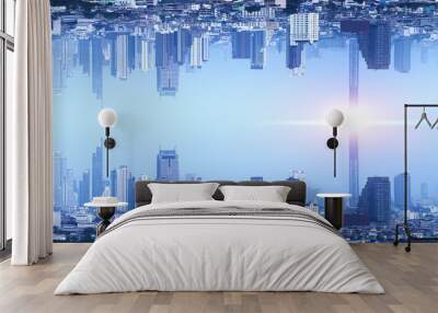 Bangkok Upside down city in inception Sci-fi futuristic fantasy effect style, Sci-fi Concept city Wall mural