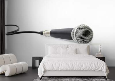 Black Microphone isolated on white background Wall mural