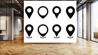 Map pin icon. location pin place marker. Location icon. Map marker pointer icon set. GPS location symbol collection. Modern map markers. Vector icon isolated on transparent background.	Stock Vector.
 Wall mural