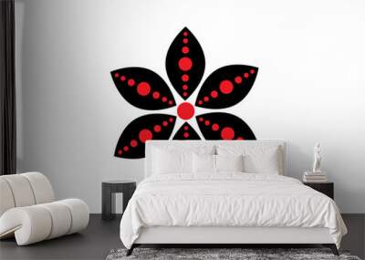 Flat black flower (chamomile). Vector icon Wall mural