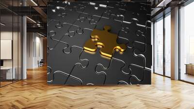 Gold and silver jigsaw puzzle pieces Wall mural