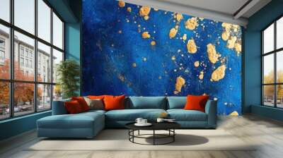 Blue and Gold Painting Close-Up Wall mural