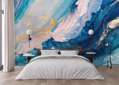 Close-up of blue and gold painting Wall mural