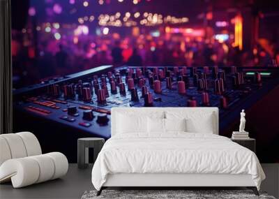 DJ Mixing Board in Nightclub Wall mural