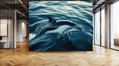 Dolphin swimming in ocean Wall mural