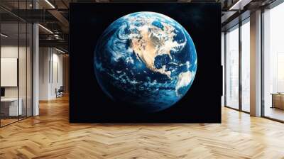 Earth from Space with Black Background Wall mural