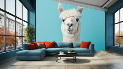 Llama on blue background Wall mural