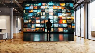 Man in front of TV screen wall Wall mural