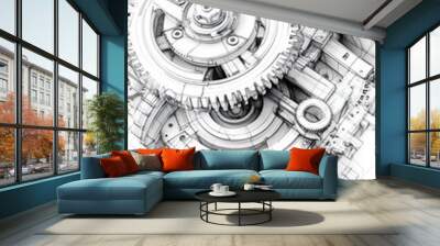 Mechanical machine with gear details Wall mural