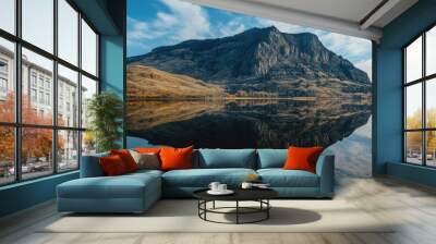 Mountain reflection in lake Wall mural