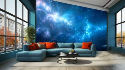 night sky and stars, milky way. space background filled with galaxies and clouds. the dark blue depths of the universe. Wall mural