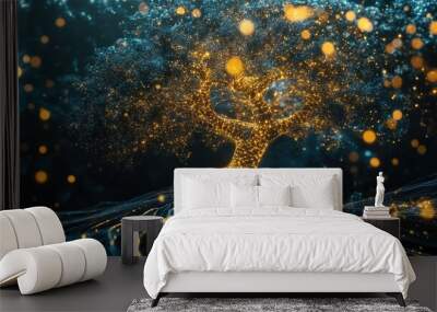 Tree with colorful lights Wall mural