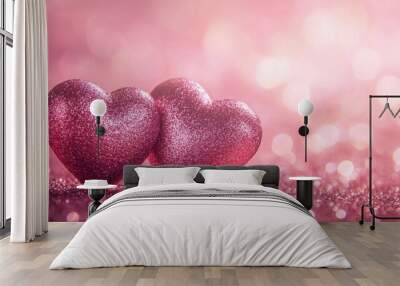 Two heart-shaped ornaments Wall mural