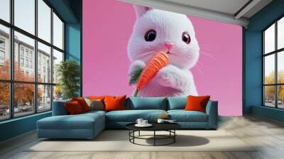 White rabbit with carrot Wall mural