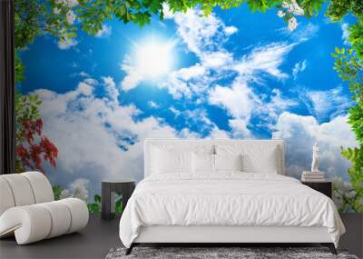 Spring branches in the sky Wall mural