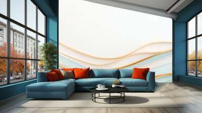 Abstract contemporary white backdrop with golden line and paper cut style Concept of luxury. Wall mural