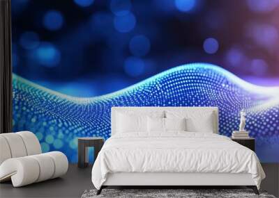 technology particles mesh background in wave texture Wall mural