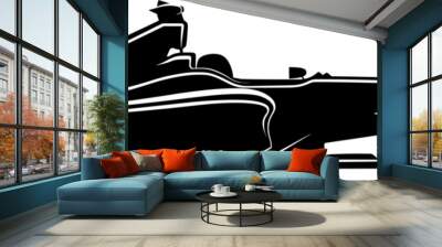 Formula 1 car black icon side view on a transparent background. Wall mural