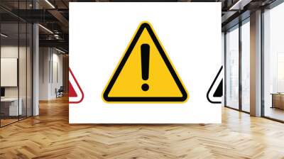 Caution sign set, danger alarm collection, attention vector icon, yellow, red and black warning attention icon Wall mural