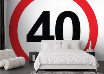 driving speed limit forty 40 sign. printable traffic signs and symbols. Wall mural