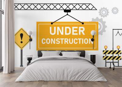 under construction background. website in under construction banner. building process. vector illustration on transparent background. Wall mural