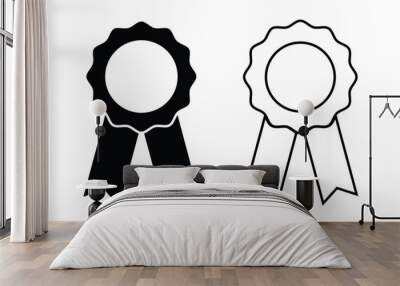 winning award, medal or badge flat icon for apps and websites, black and white symbol in transparent background Wall mural