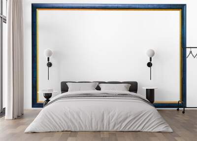 Blue wooden picture frame on white background Wall mural