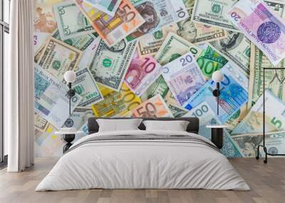 Dollar, euro and polish zloty money background Wall mural