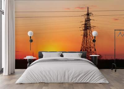 power line in the sunlight / bright abstract photo of the industrial zone Wall mural