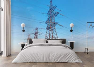 powerline against the background of natural beauty / a vivid example of energy in nature Wall mural