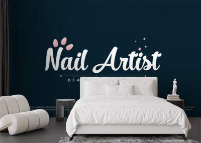 Beauty nail logo design vector with unique concept Wall mural