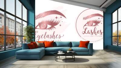 Eyelashes vector icon logo design with modern beauty concept Premium Vector Wall mural