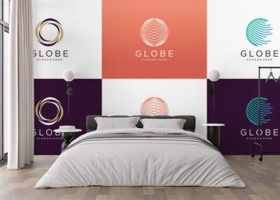 Global logo design with creative unique concept Premium Vector Wall mural