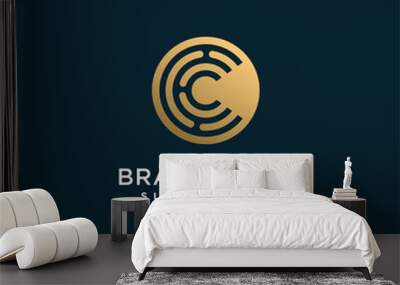 Golden letter logo with inital C for company, creative, brand, Premium Vector part 9 Wall mural