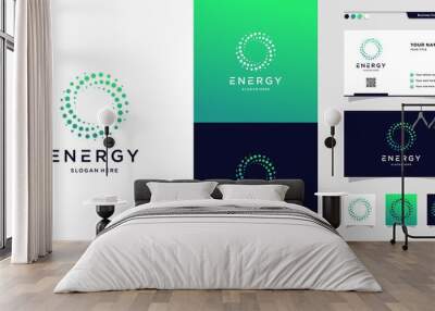 Modern energy logo and business card design. solution, positive, modern, energy, icon, Premium Vector Wall mural