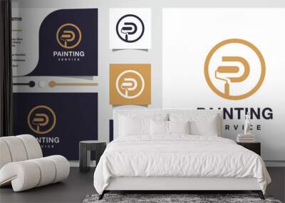 Paint with letter P design element vector icon with creative idea for business person Wall mural