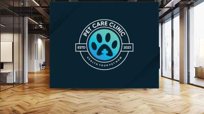 Pet care logo design with creative unique concept Wall mural