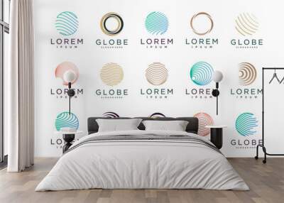 Set of bundle globe logo design element with creative modern concept Wall mural