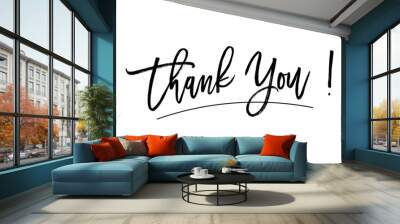 Thank You Text Lettering Handwritten Brush vector design Wall mural