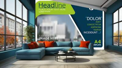 Blue and green flyer cover business brochure vector design, Leaflet advertising abstract background, Modern poster magazine layout template, Horizontal annual report for presentation. Wall mural