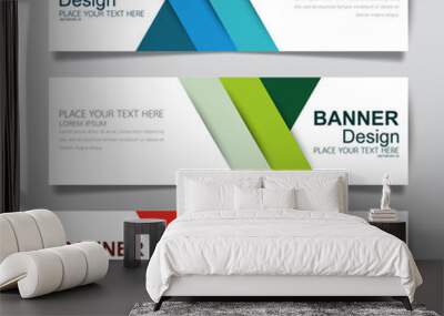 Collection horizontal business banner set vector templates. Clean modern geometric abstract background layout for website design. Simple creative cover header. In rectangle size. Wall mural