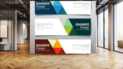 Collection horizontal business banner set vector templates. Clean modern geometric abstract background layout for website design. Simple creative cover header. In rectangle size. Wall mural