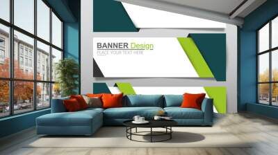 Collection horizontal business banner set vector templates. Clean modern geometric abstract background layout for website design. Simple creative cover header. In rectangle size. Wall mural