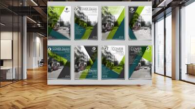 Green flyer cover business brochure vector design, Leaflet advertising abstract background, Modern poster magazine layout template, Annual report for presentation. Wall mural