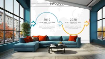 Infographic business horizontal timeline process chart template. Vector modern banner used for presentation and workflow layout diagram, web design. Abstract elements of graph options. Wall mural