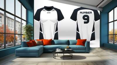 Layout football sport t-shirt design. Template front, back view. Soccer kit national team shirt mock up. Vector Illustration. Wall mural