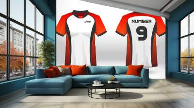 Layout football sport t-shirt design. Template front, back view. Soccer kit national team shirt mock up. Vector Illustration. Wall mural