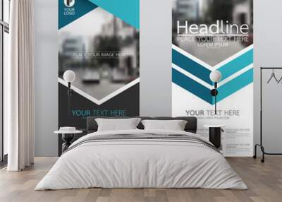 Roll up business banner design vertical template vector, cover presentation abstract geometric background, modern publication display and flag-banner, layout in rectangle size. Wall mural