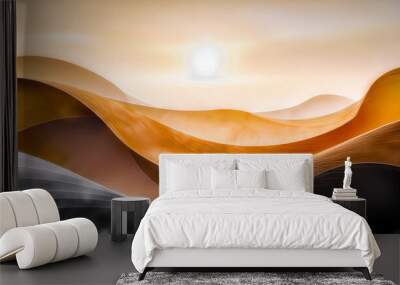 background with waves on sunrise sun Wall mural