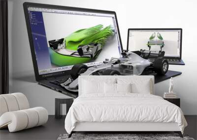 3D render image representing a formula one aerodynamic design process  Wall mural